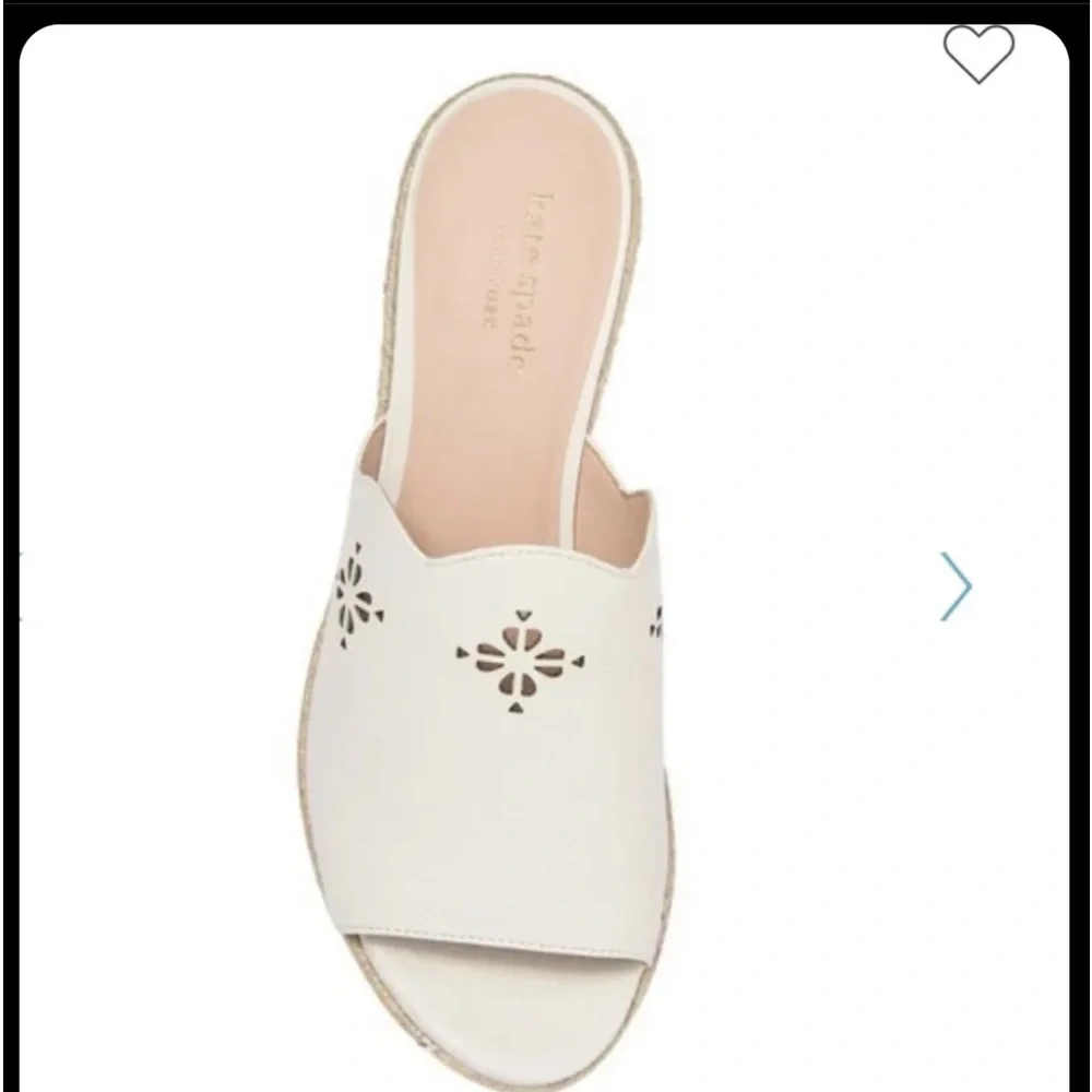 Kate Spade new York Tia Espadrille Wedge Leather Sandals White 9